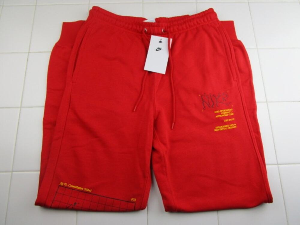 Nike Club Joggers Sweatpants Athletic French Terry Red Men's‎ XS HJ2512-657